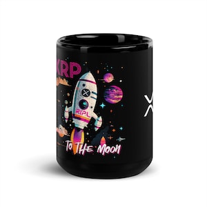 XRP to the Moon Black Glossy Mug