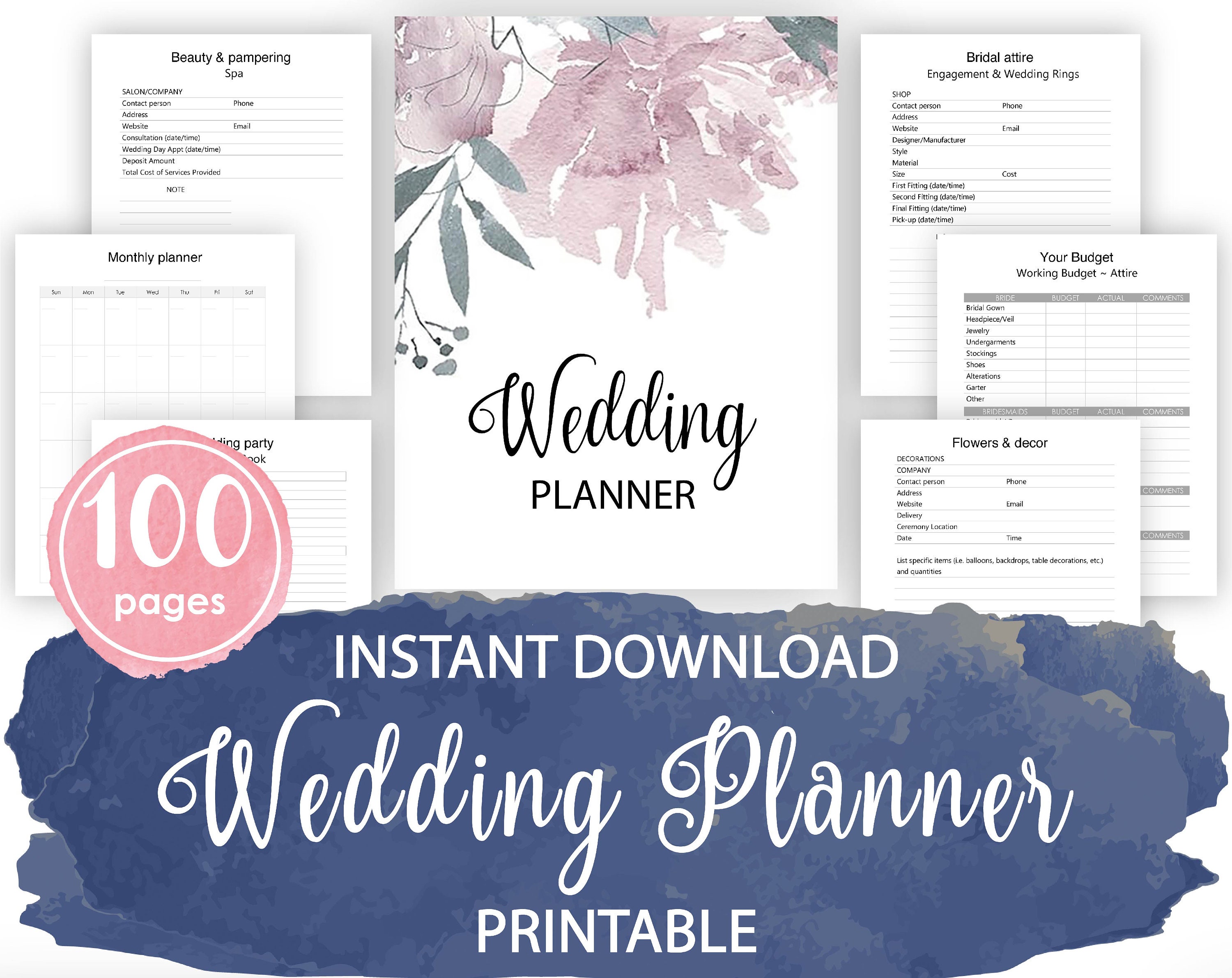 Wedding Planner Printable Wedding Planner Letter Size | Etsy