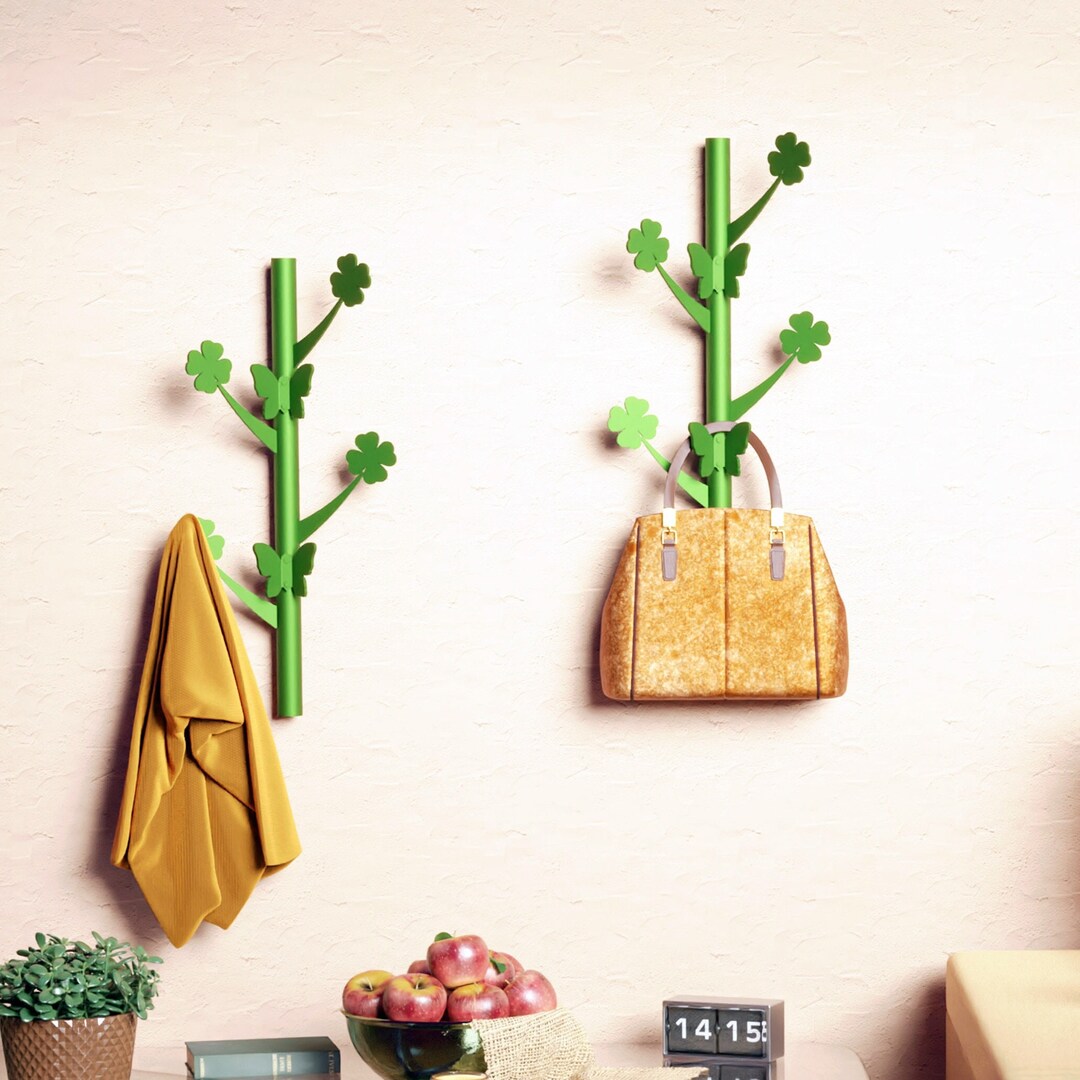 Green Racks Set of 2 Green Coat Racks in the Shape of Clover Clothers Rack Coat ...