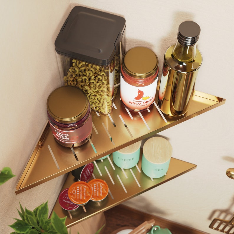 Kitchen Corner Shelf Corner Shelf Floating Corner Shelf Etsy