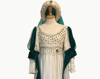 Vestido medieval, vestido Larp, vestido renacentista, tocado medieval, vestido medieval, juego de tronos Cosplay