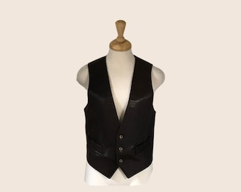 Biker leather vest, 1970's  Lined Brown Leather Vest, Steampunk Clothing, Western Clothing,
