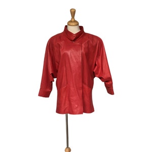 80s leather jacket, Red leather jacket, Womens leather jacket