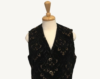 Menswear Inspired XS Damask Baroque Brocade Vest Designer Floral Paisley Vest Waistcoat Steampunk ANNA SUI Victorian