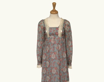 Hippy Clothing, 70s maxi dress,  Gunne Sax Style Dress, Garden Party Dress, Boho Maxi Dress, Floral maxi dress,