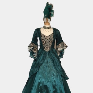 18th Century Dress, Rococo Dress, Ball Gown, Organza Dress, Green Dress, Vintage 1990s Replica of 1700s Gown