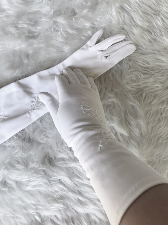 White Wedding Gloves,Gloves Long Womens, Vintage … - image 4
