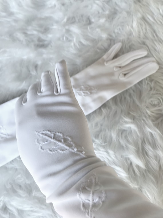 White Wedding Gloves,Gloves Long Womens, Vintage … - image 1