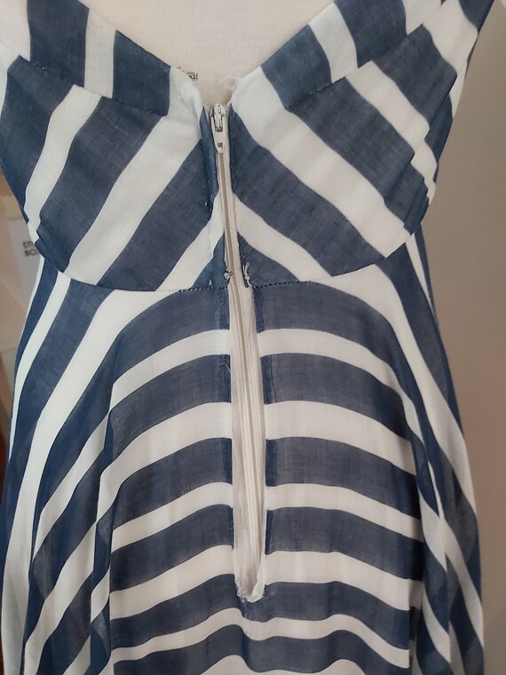 1930s Vintage Blue & White Striped Long Dress, Ga… - image 8