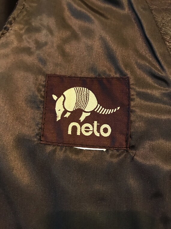 Biker leather vest, 1970's  Lined Brown Leather V… - image 7