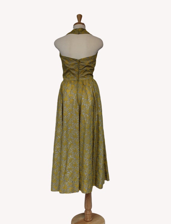 1950s retro vintage evening dress,  50s halter pa… - image 2