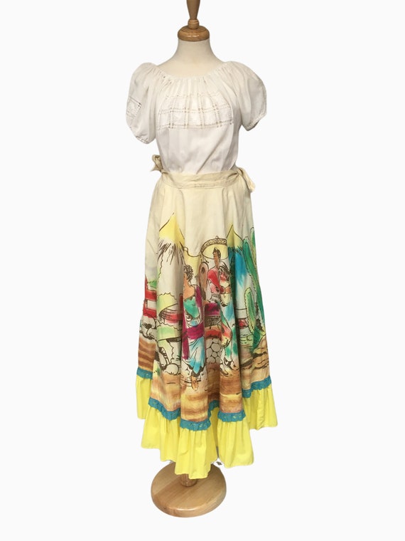Vintage Clothing, Circle Skirt, Mexican Skirt, Cin