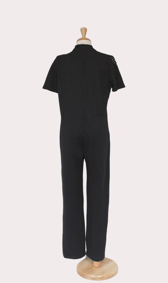 Black 70s jumpsuit, Vintage catsuit - image 2