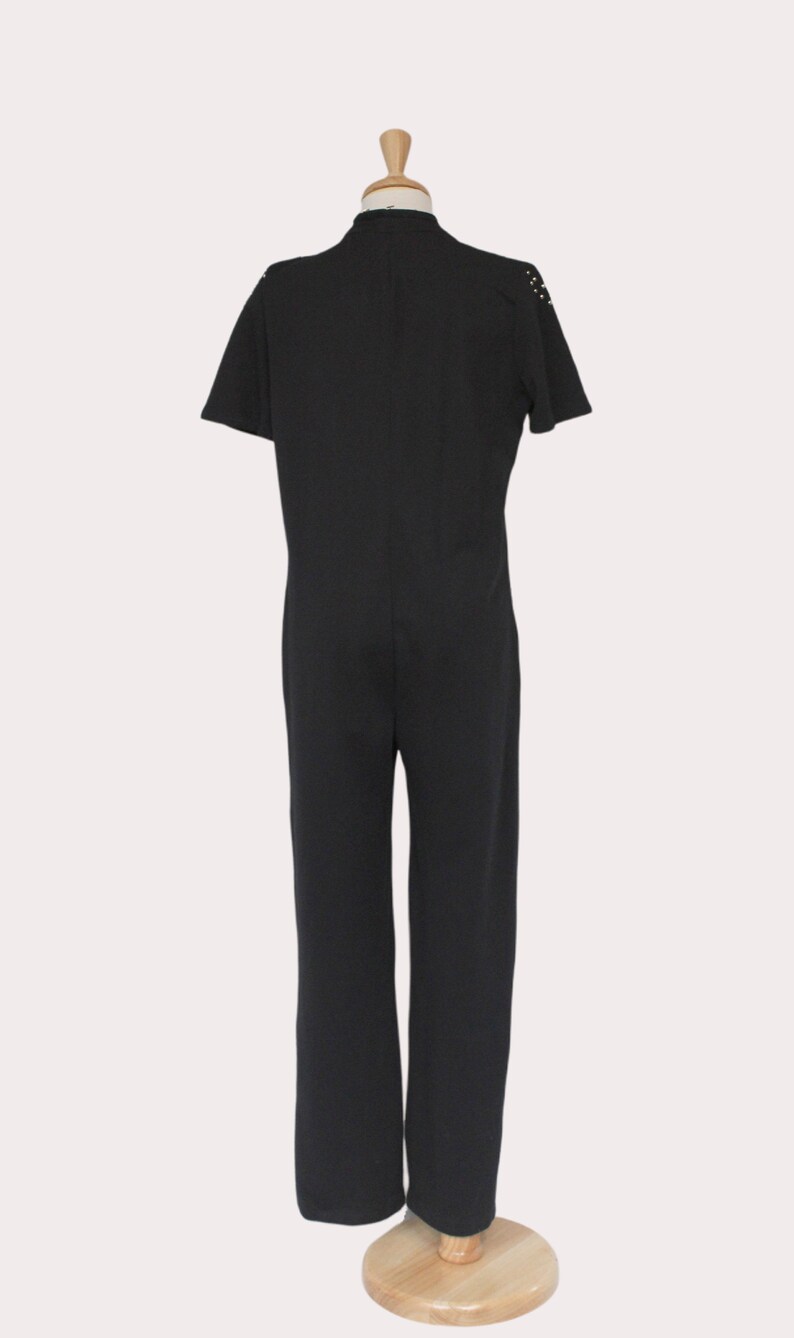 Black 70s jumpsuit, Vintage catsuit image 2