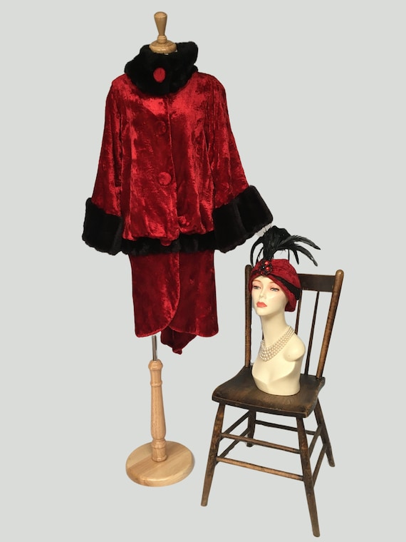 Velvet Coat, Cloche Hat, Opera Coat, Red Velvet Co