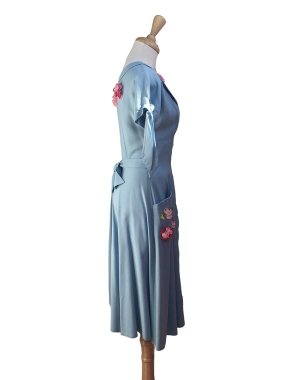 Blue 50s party dress, 1950s day dress for summer,… - image 3