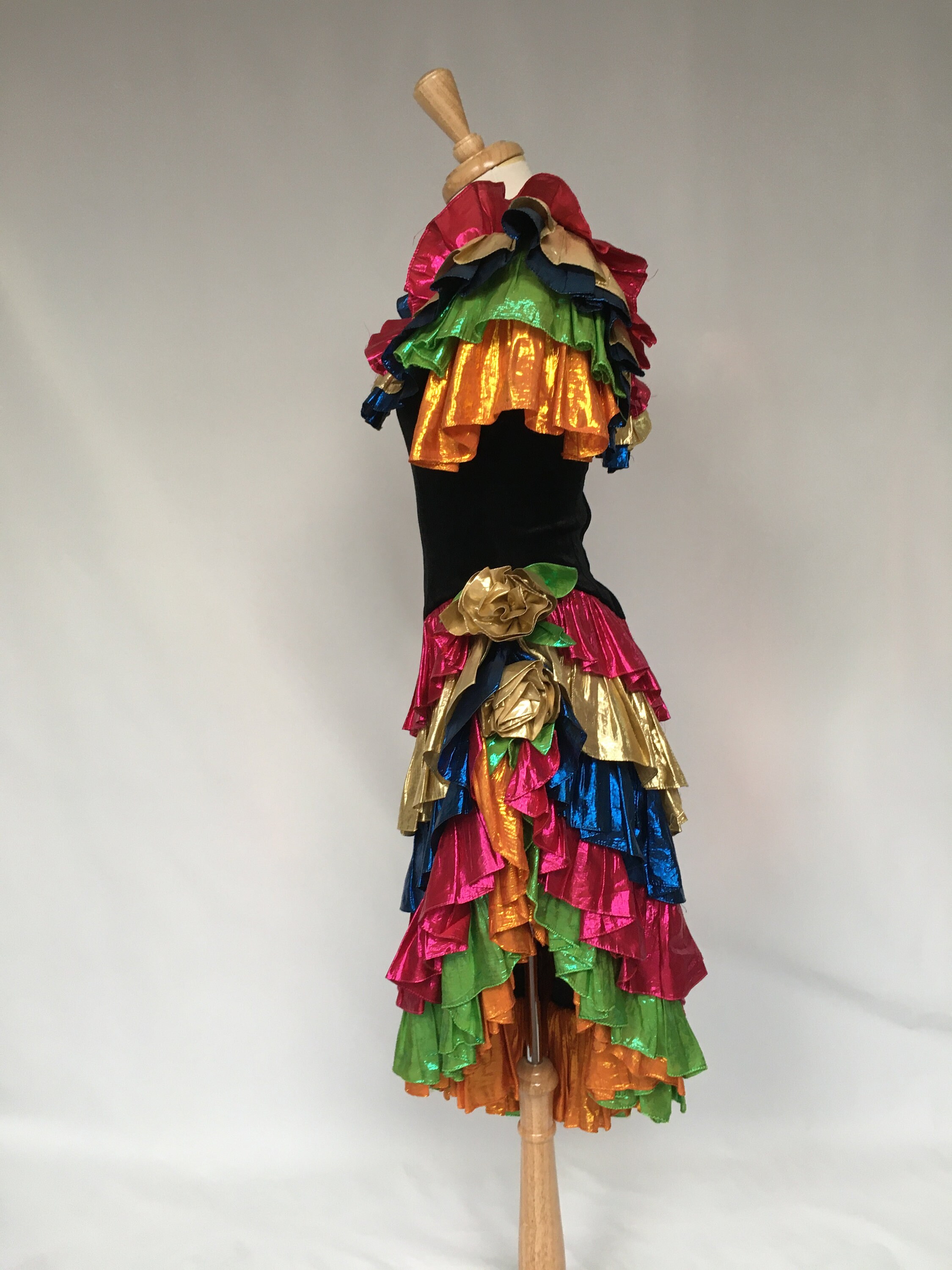 Cinco De Mayo Dress, Colorful Dress, Headdress, Festival Dress, Ruffle Dress, Vintage Clothing ...