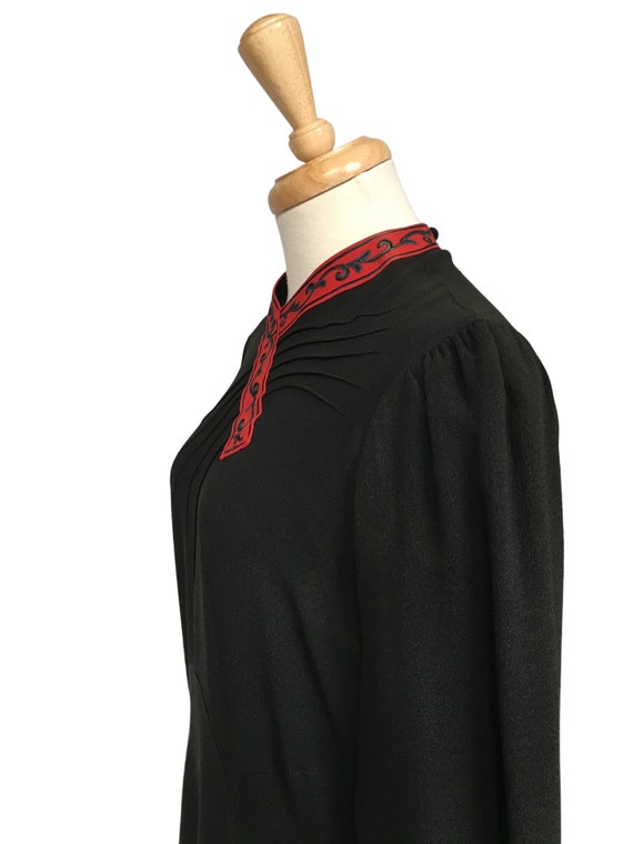 Vintage Dress, 1940s Day Dress, 1940s black crepe… - image 3