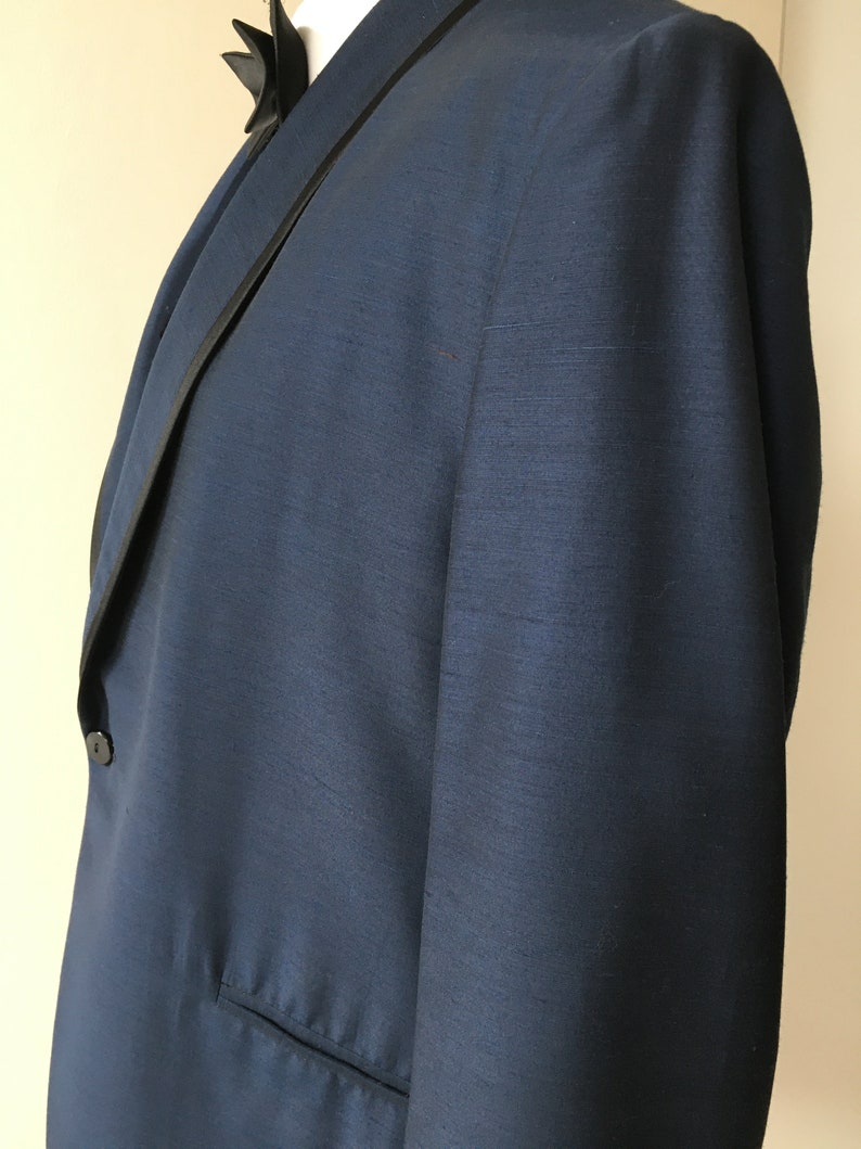 Vintage Clothing, 50s Tuxedo Jacket, Smoking Jacket,Blue Dinner Jacket, Men's Clothing image 6