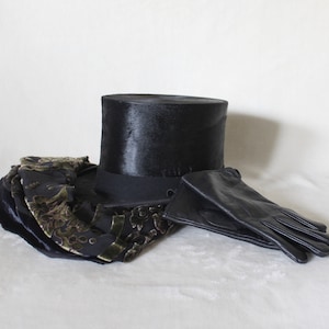 Victorian Clothing for Men, Steampunk top hat, Antique beaver felt top hat, Traditional Victorian wedding hat,