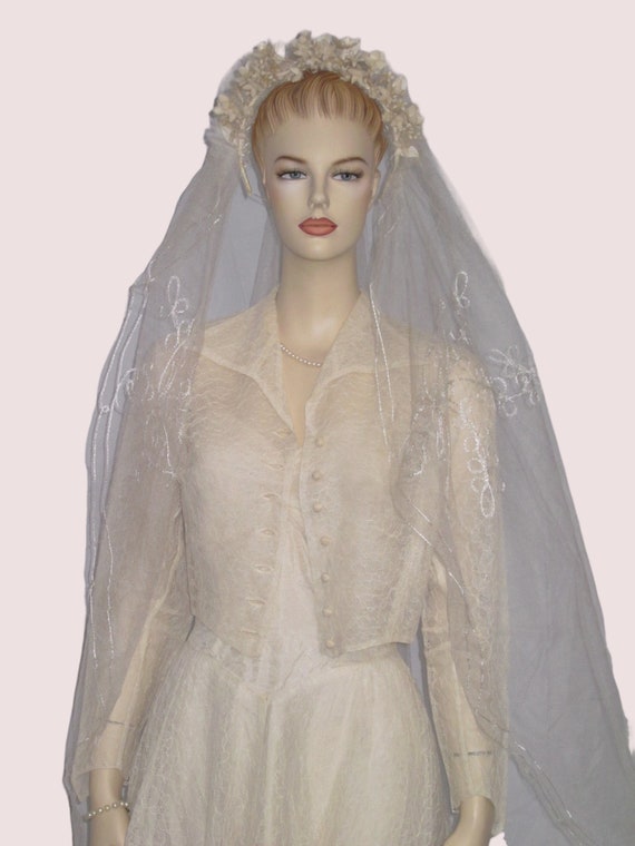 Vintage Wedding Dress, 1950s Wedding Dress Jacket