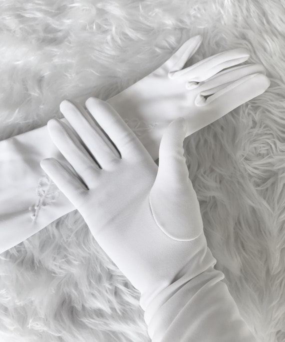 White Wedding Gloves,Gloves Long Womens, Vintage … - image 6