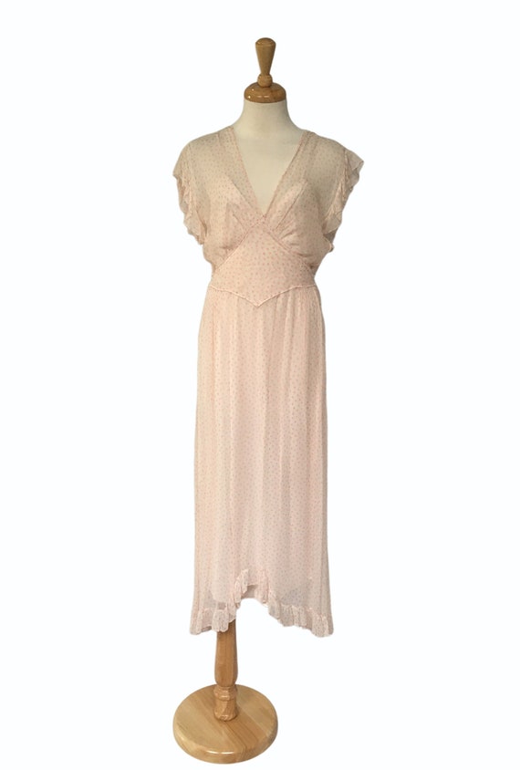 Pink Chiffon Dress, Garden Party Dress, 1930s Maxi