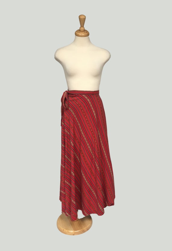 Vintage Boho Striped Cotton Maxi Skirt