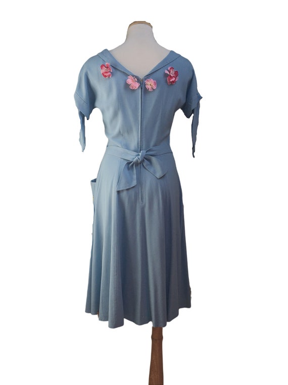 Blue 50s party dress, 1950s day dress for summer,… - image 2