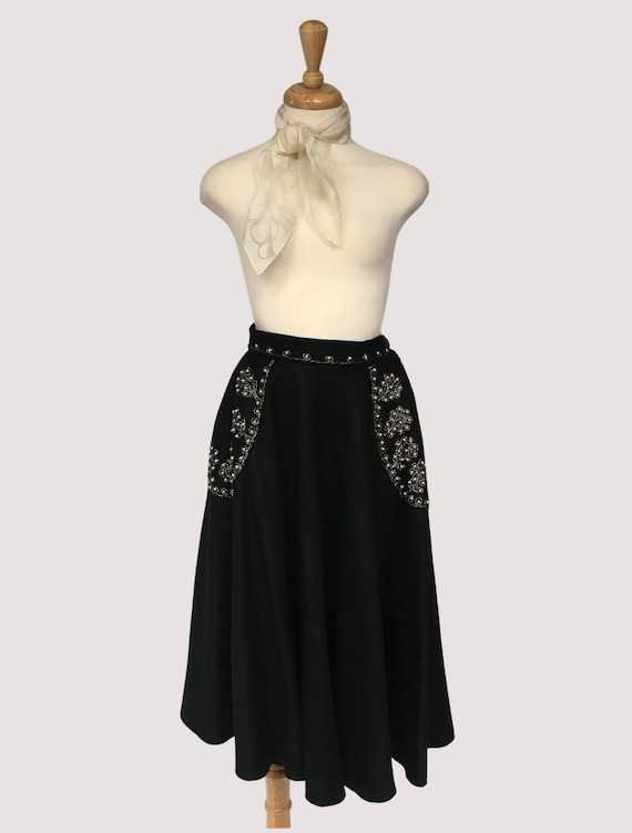 Wool Skirt, Vintage Clothing, 1950s Circle Skirt,