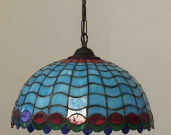 Stained Glass Ceiling Lamp – Handmade Tiffany Style Flush Mount Light – Colorful Ceiling Light Fixture – Artistic Home Lighting Decor