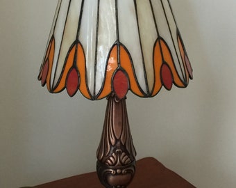 Floral Stained Glass Lampshade – Handmade Tiffany Style Table Lampshade – Colorful Flower Glass Shade – Elegant Artistic Home Lighting Decor