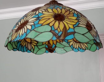 Sunflower Stained Glass Panel – Handmade Window Hanging – Floral Glass Art – Yellow Flower Suncatcher – Home Decor Gift