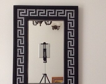 Rectangular Glass Mosaic Mirror – Handmade Stained Glass Wall Decor – Boho Home Statement Piece