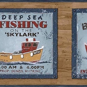 Deep Sea Fishing Signs Wallpaper Border