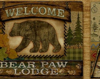 Tugalo Green Bear Paw Lodge Wallpaper Border TTL01561b