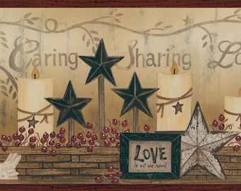 Candles, Baskets, Stars Wallpaper Border CCB2281