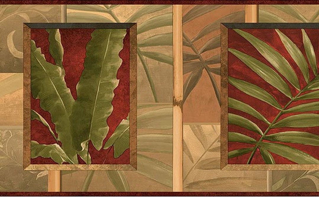 Tropical Leaves Wallpaper Border Nl57001b Etsy