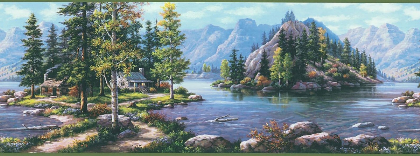 Northwoods Lodge Scenic Mountain Wallpaper Border DP87725 - Etsy