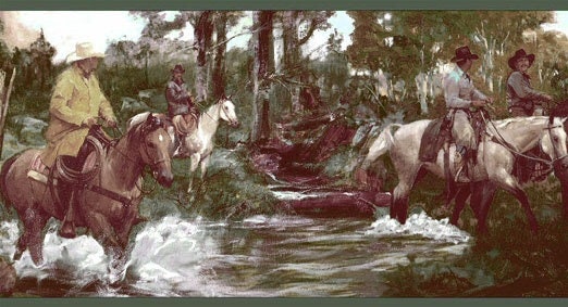 Cowboy Western Horses Wallpaper Border