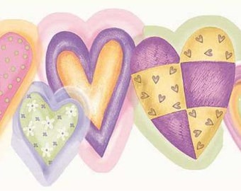 Pastel Scalloped Hearts Wallpaper Border CK83192b