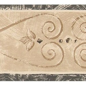 Architectural Scroll Wallpaper Border Black/Cream FP011186b