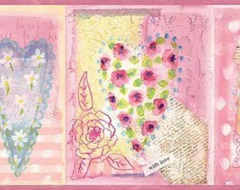 Pastel Hearts and Butterflies Wallpaper Border CK83201b