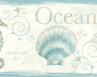 Seashell Wallpaper Border - Etsy Seashell Wallpaper Border - Etsy