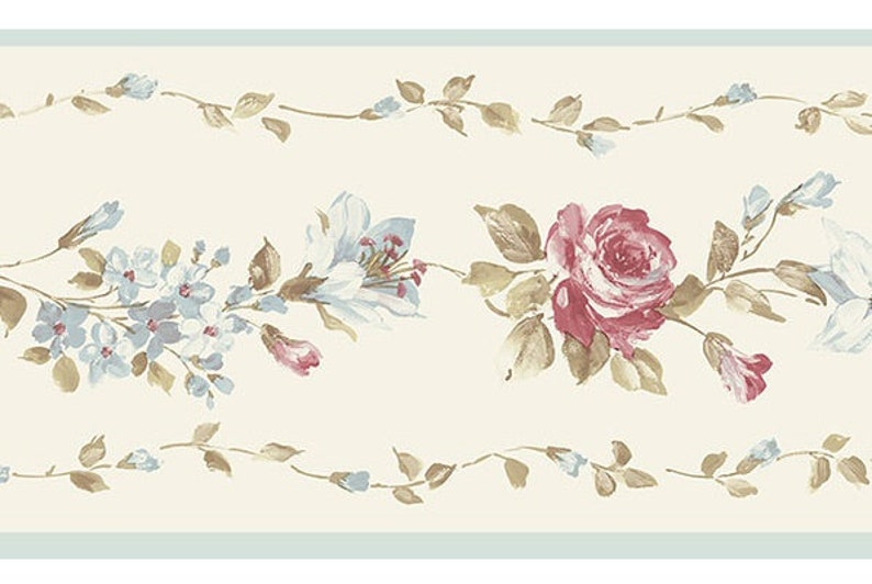 Narrow Floral Rose Trail Wallpaper Border PP79455 Etsy