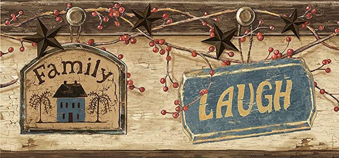 Blue Live Laugh Love Wallpaper Border Ctr63151b Etsy