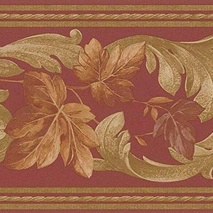 Satin Leaf Scroll Trail Wallpaper Border 71b06623