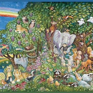 Rainbow Animal Eden Wallpaper Border HAS01021b