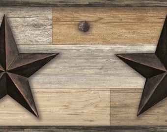 Pallet Wood Star Wallpaper Border Browns LG1315bd