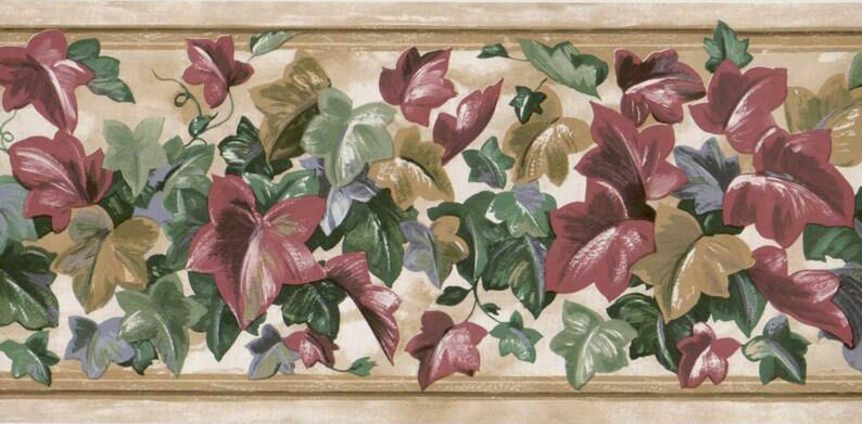Colorful Ivy Leaves Wallpaper Border WD94384 - Etsy